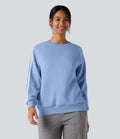 Rund hals långärmad färgblock fleece vardaglig sweatshirt med fickor