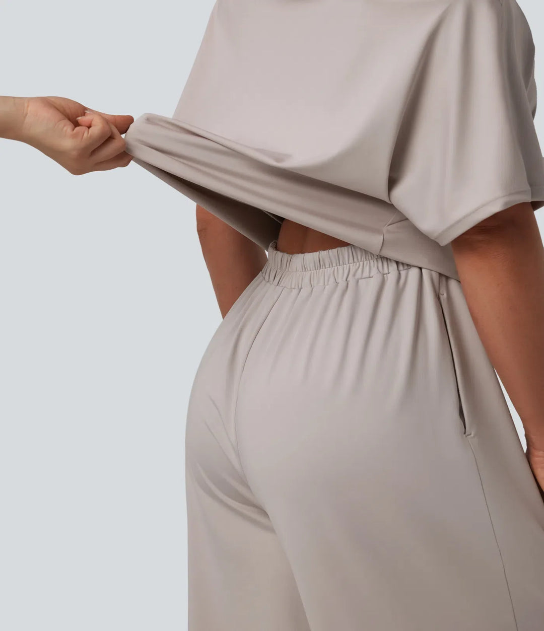 Enaxlad kortärmad slits fåll vardaglig jumpsuit med fickor-Easy Peezy