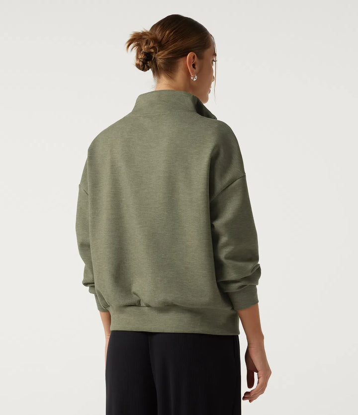 Halvpolo nedhasad halv dragkedja långärmad vardaglig sweatshirt
