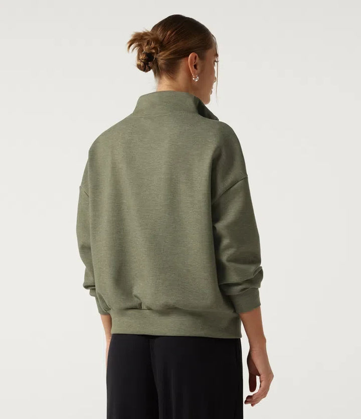 Halvpolo nedhasad halv dragkedja långärmad vardaglig sweatshirt