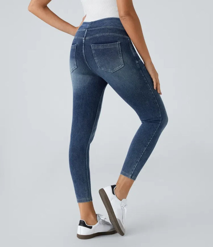 Halara Flex med hög midja och fickor denim vardagsleggings