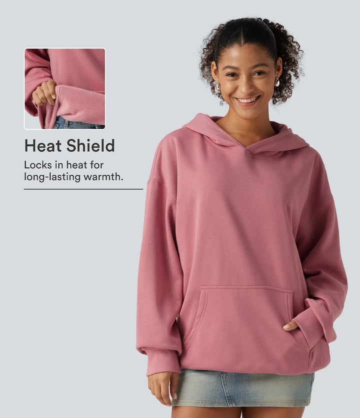 Med huva långärmad fleece vardaglig sweatshirt