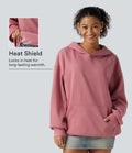 Med huva långärmad fleece vardaglig sweatshirt
