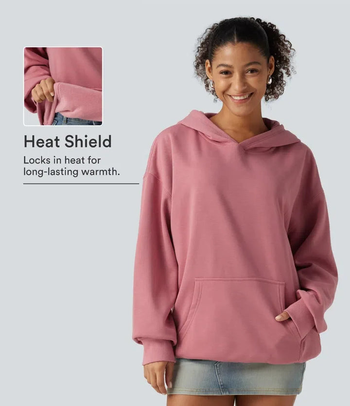 Med huva långärmad fleece vardaglig sweatshirt