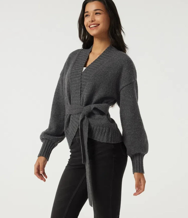 Långärmad knytning fram vardaglig cardigan