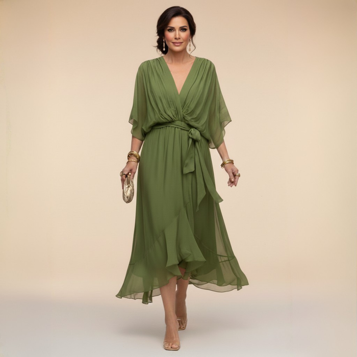 ELENA FLÖDANDE V-RINGAD KLÄNNING