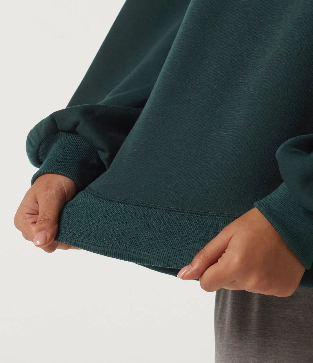 Rund hals långärmad fleece vardaglig sweatshirt