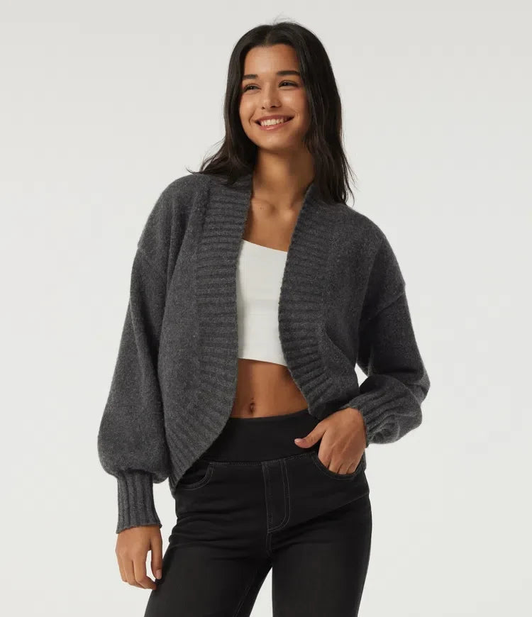 Långärmad knytning fram vardaglig cardigan