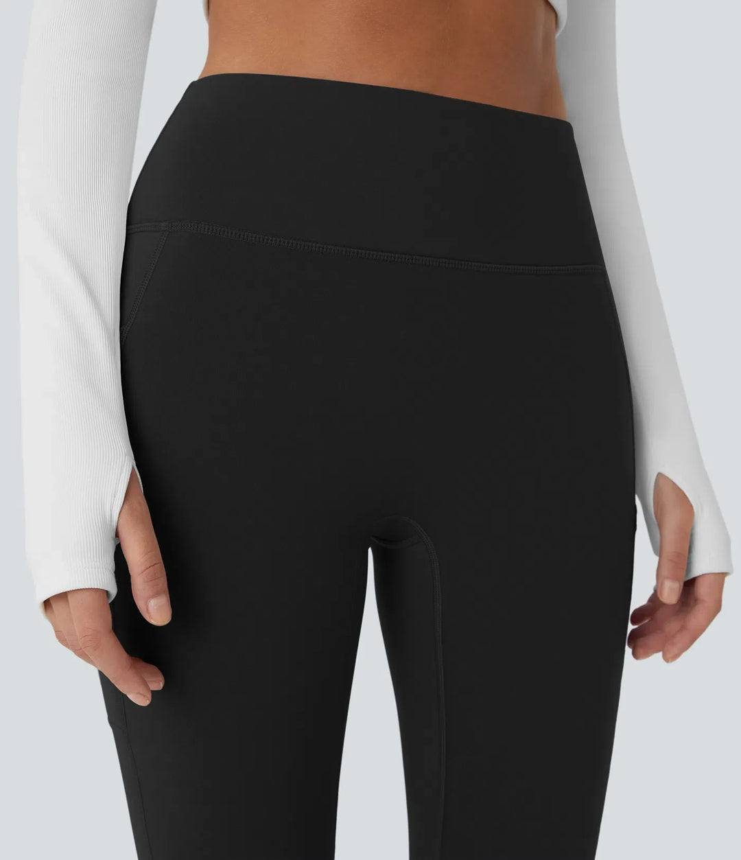 SoftlyZero mjuk plysch värmande högmidjad dubbla fickor 7/8 yogaleggings