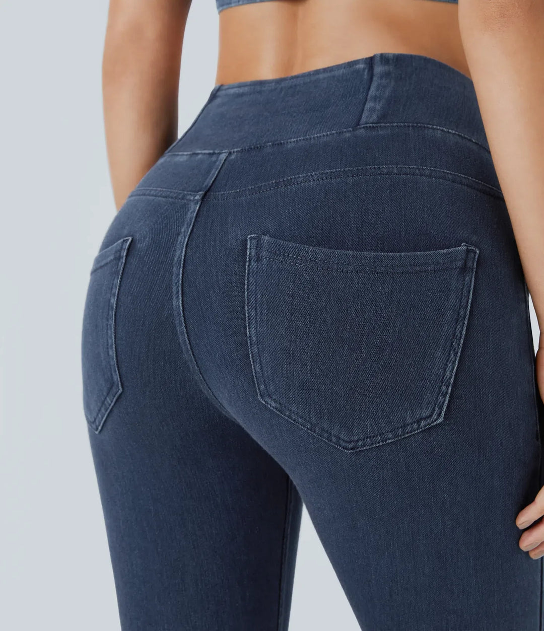 Lyckera Flex högmidjad crossover fickor denim arbete leggings