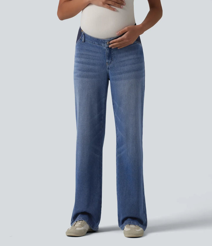 Halara Flex med medelhög midja raka ben gravid vardagsjeans med fickor