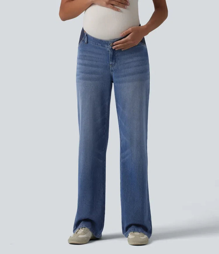 Halara Flex med medelhög midja raka ben gravid vardagsjeans med fickor