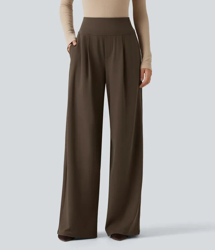 Lyckera Flex högmidjad vida ben arbetsbyxor med fickor