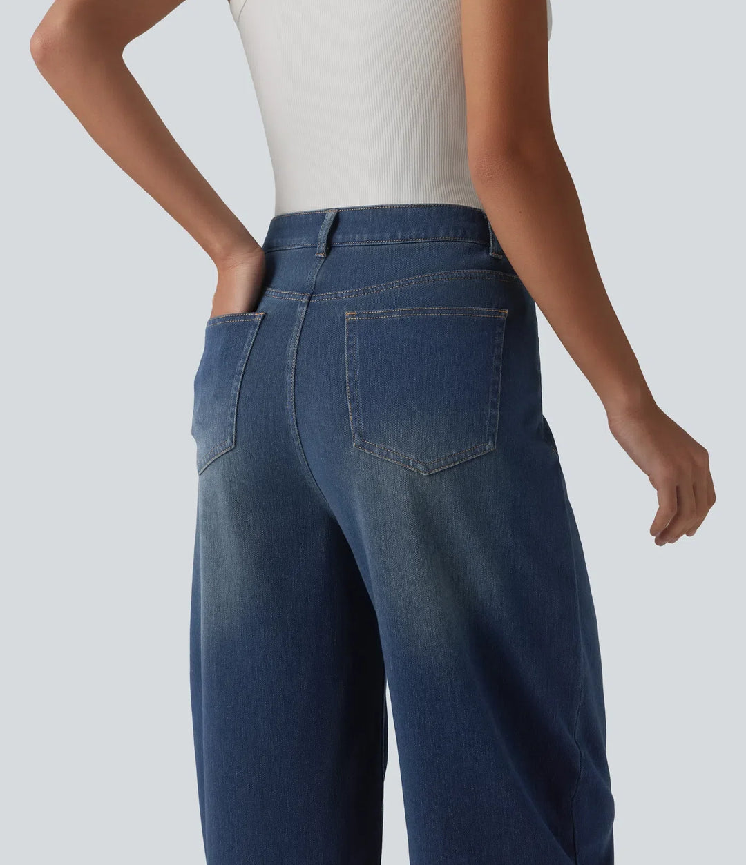 Halara Flex med medelhög midja ballongformade ben vardagsjeans med fickor