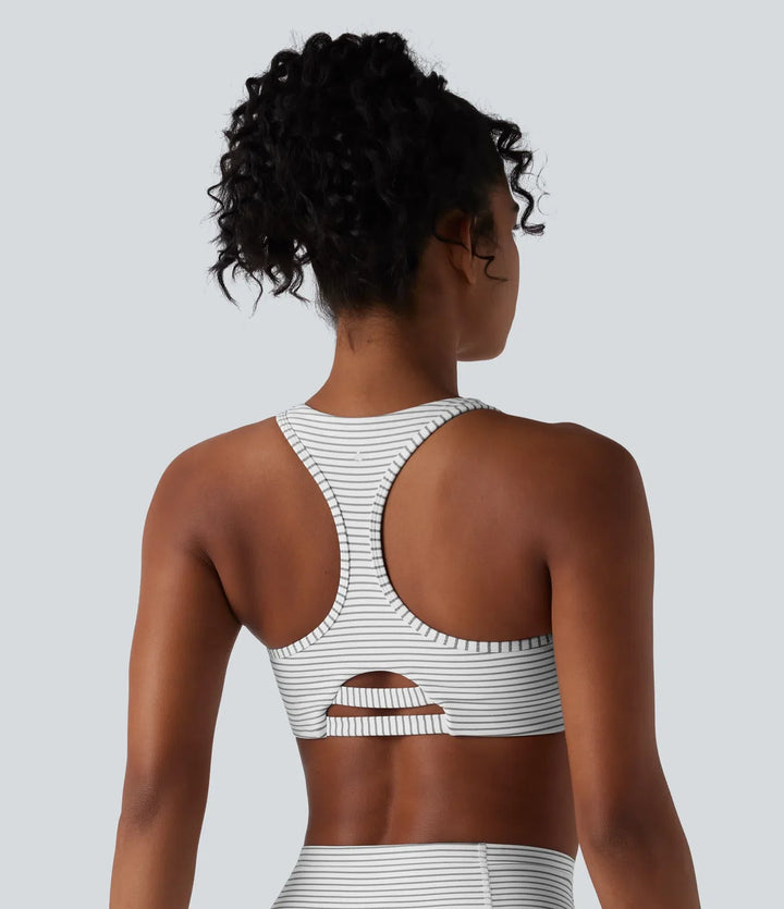 Medium stöd racerback ränder träningssport-BH