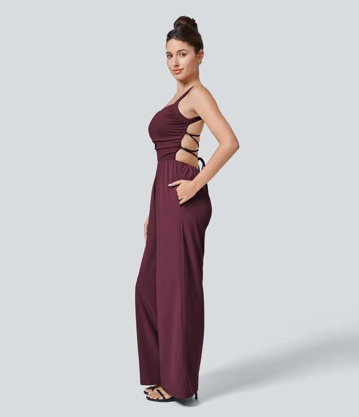Breezeful spets upp ficka snabbtorkande vardaglig jumpsuit
