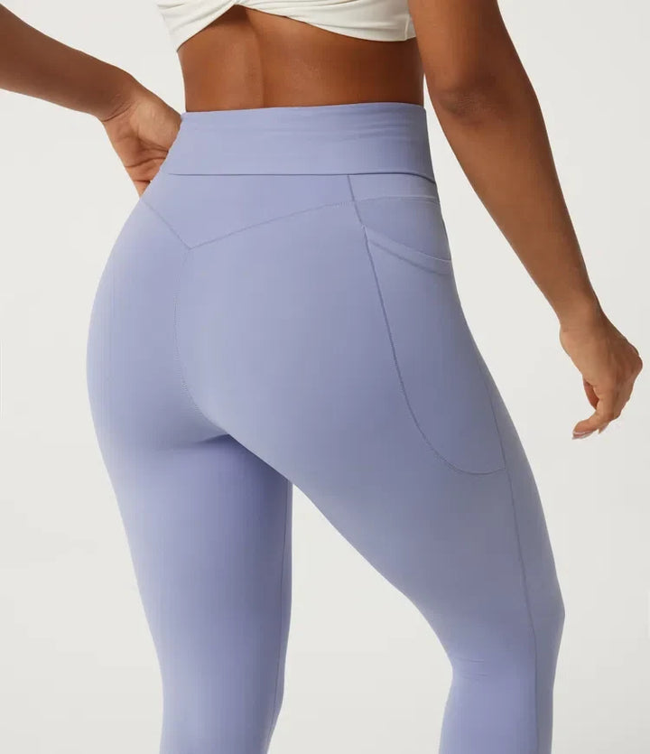 SoftlyZero med hög midja knytning framtill yogaleggings med fickor