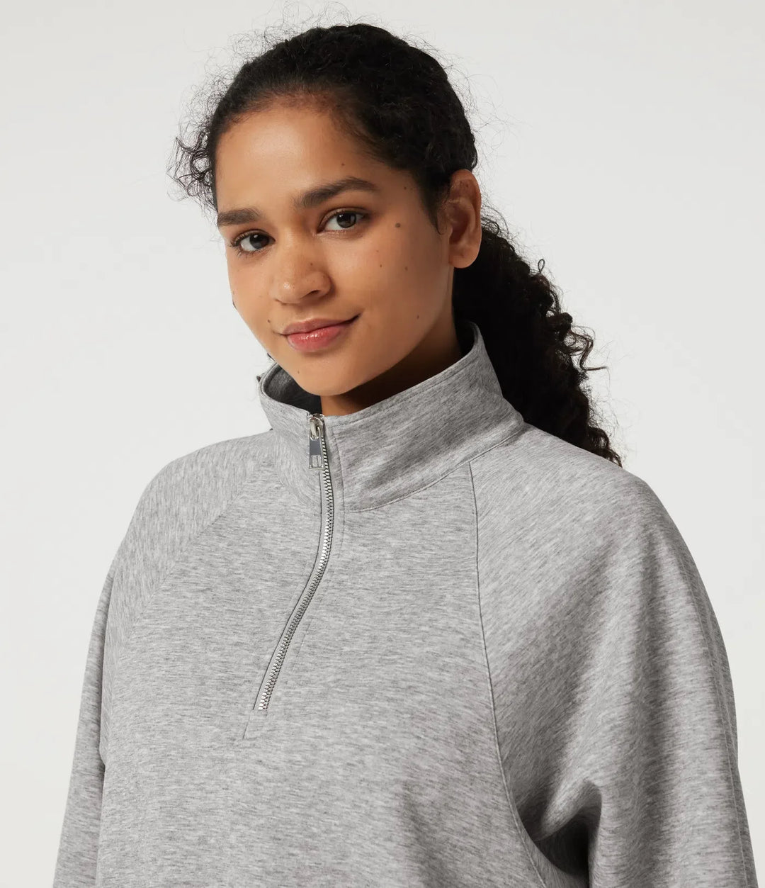 Halvpolo långärmad dragsko vardaglig sweatshirt