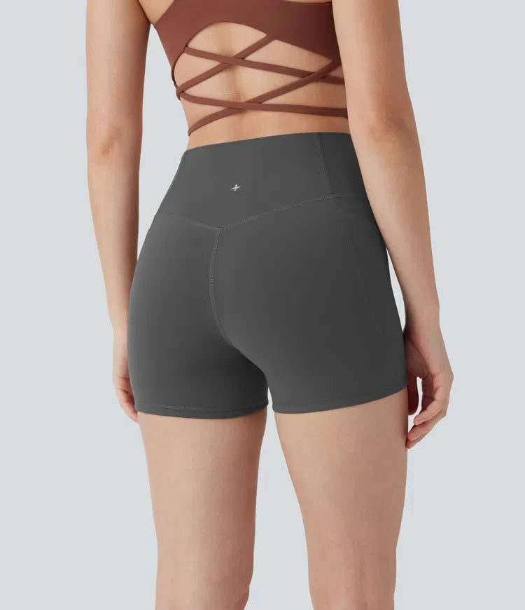Halara UltraSculpt med hög midja, magkontroll och ficka formande träning cykelshorts 3&