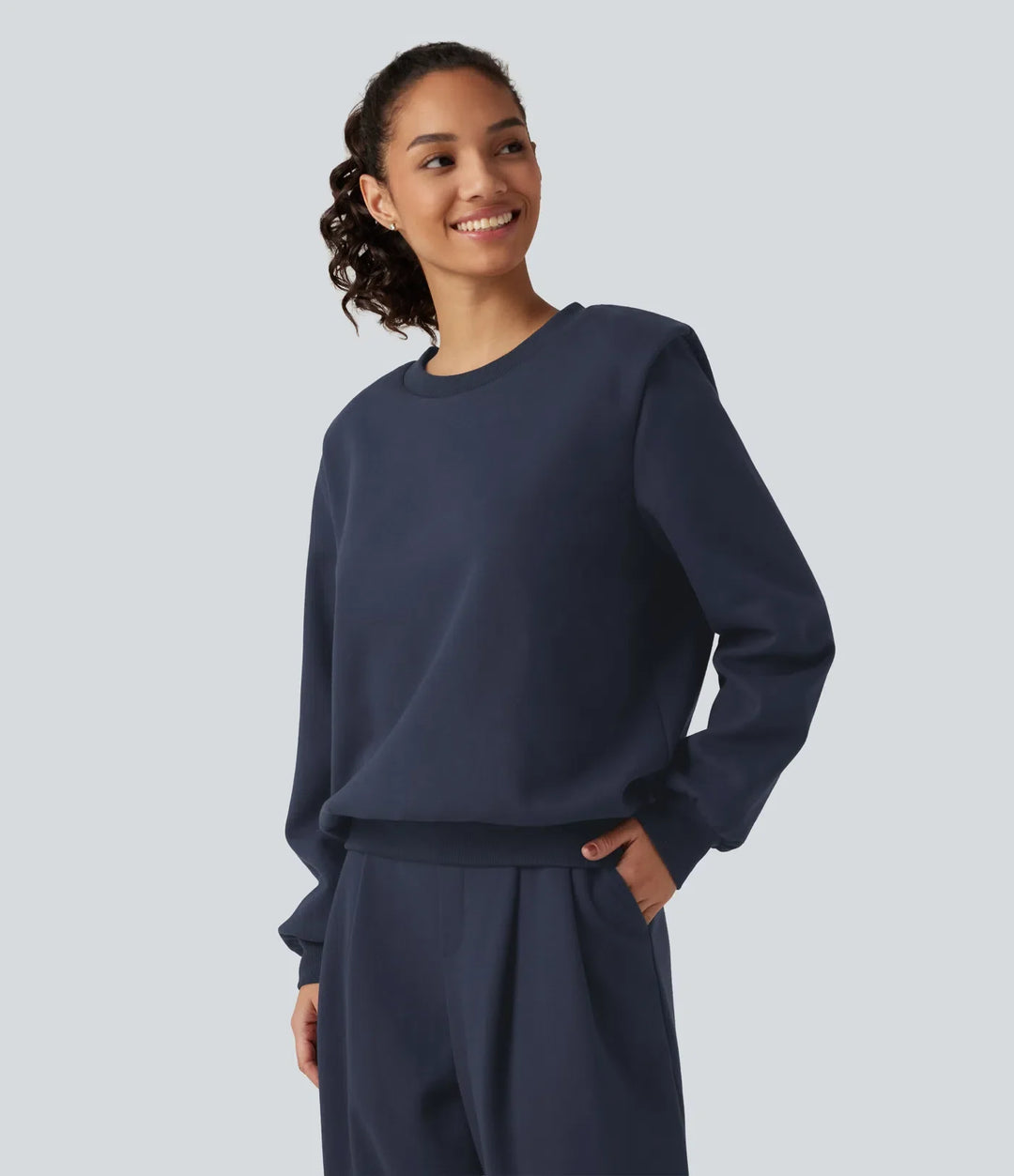 Rund hals långärmad vardaglig bomull sweatshirt