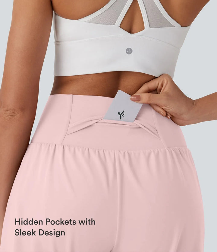 SoftlyZero Airy med extra hög midja 2-i-1 InstantCool yogashorts 7" med fickor