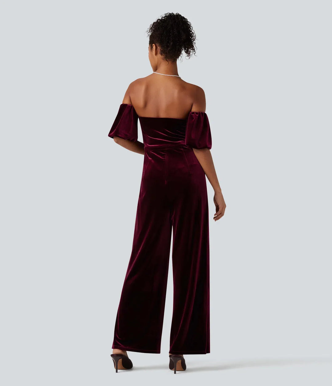 Tub puffärm slits sammet fest jumpsuit-Easy Peezy