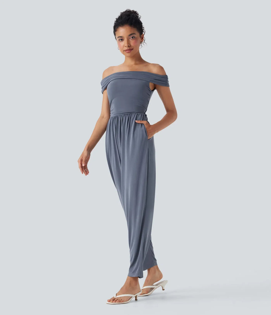 Bara axlar rygg dragkedja vardaglig jumpsuit med fickor-Easy Peezy
