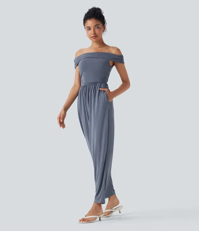 Bara axlar rygg dragkedja vardaglig jumpsuit med fickor-Easy Peezy