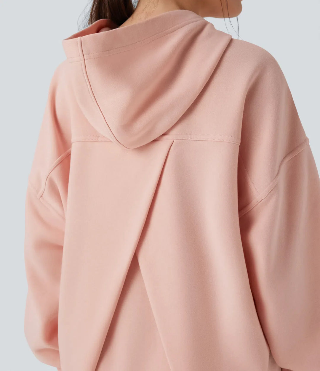 Med huva långärmad oversized fleece vardaglig sweatshirt med fickor