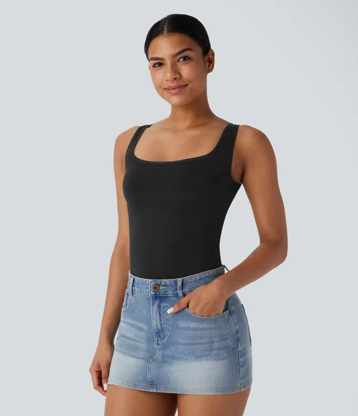 OneForm sömlös följsam fyrkantig halsringning avkoppling shapewear linne