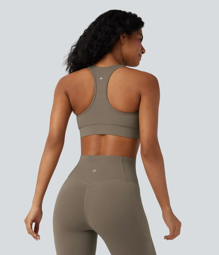 Halara UltraSculpt lätt stöd V-ringning brottarrygg träning sport-bh
