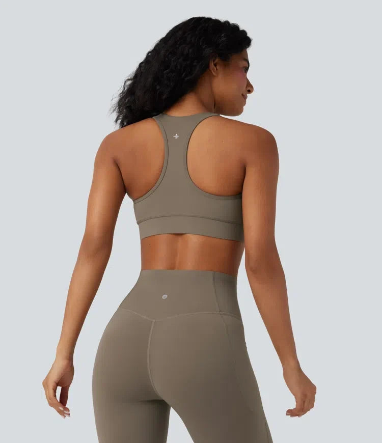 Halara UltraSculpt lätt stöd V-ringning brottarrygg träning sport-bh