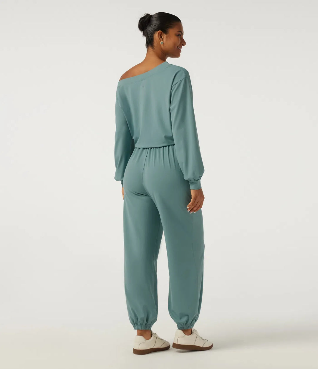 Enaxlad långärmad dragsko vardaglig jumpsuit med fickor - Easy Peezy Edition