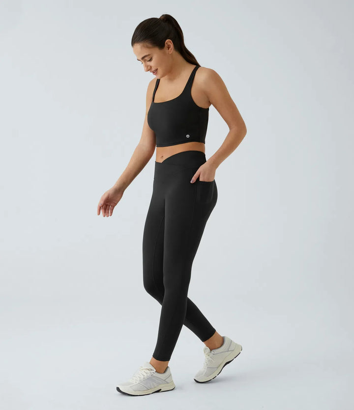 Patitoff 2.0 motståndskraftig mot djurhår med hög midja omlott sidoficka yogaleggings