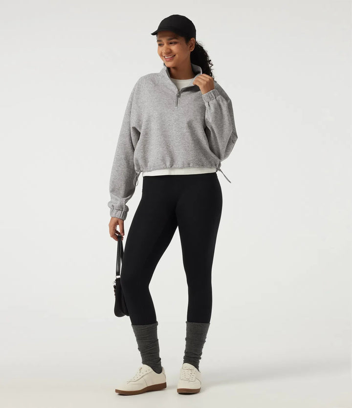 Halvpolo långärmad dragsko vardaglig sweatshirt