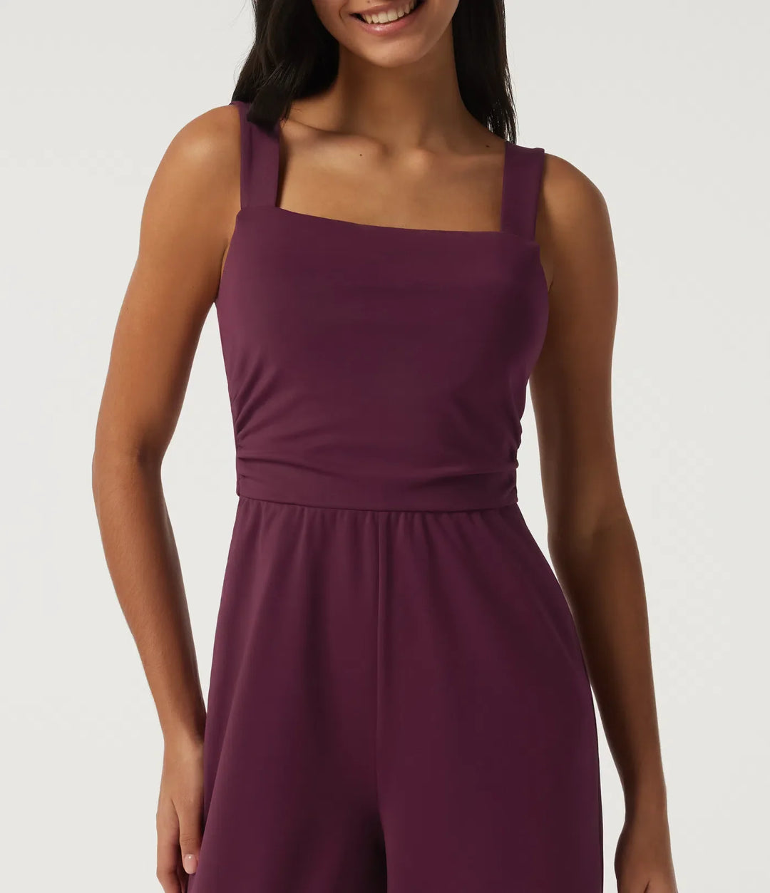 Fyrkantig halsringning ärmlös vida ben fest jumpsuit med fickor och inbyggd BH - Easy Peezy Edition