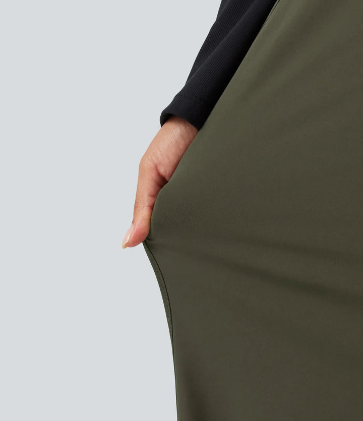 DayStretch med hög midja vida ben vardagsbyxor med fickor