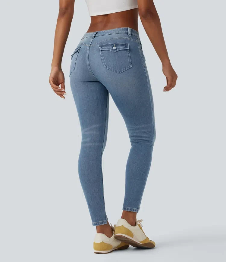 Halara Flex med låg midja för vardag smal jeans med fickor