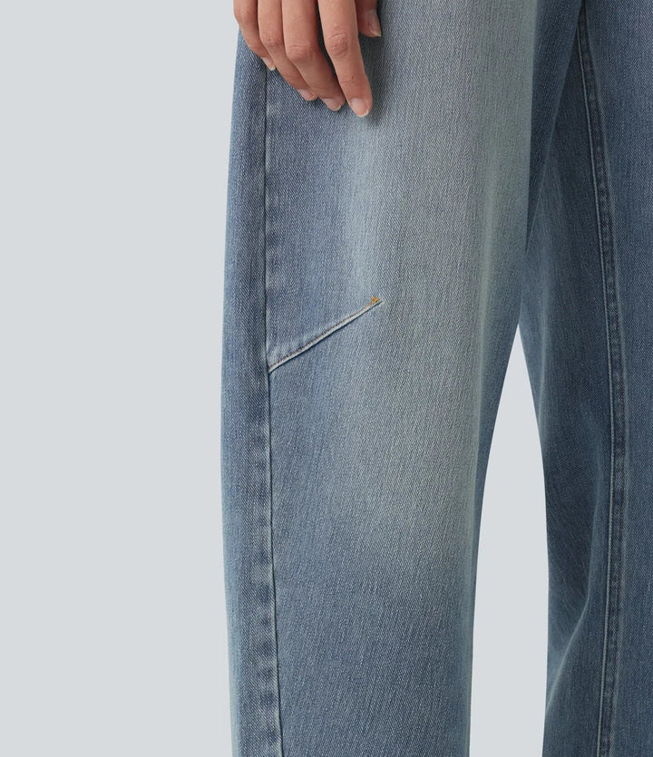 Halara Flex med hög midja för vardag ballongformade ben jeans med fickor