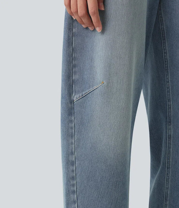 Halara Flex med hög midja för vardag ballongformade ben jeans med fickor