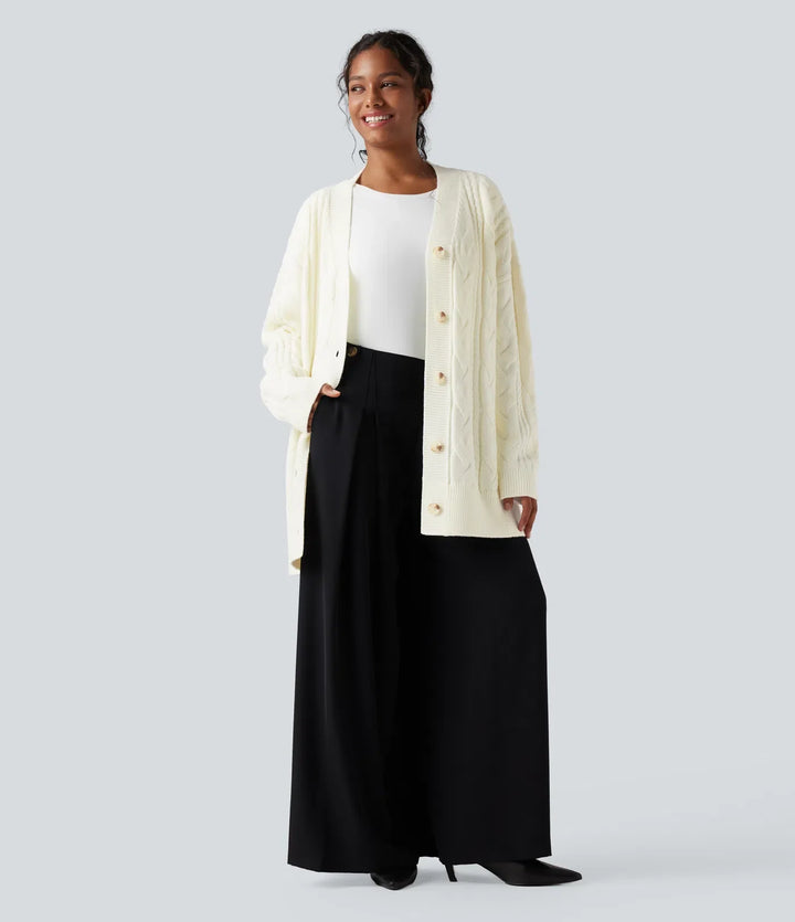 V-ringad långärmad vardaglig cardigan