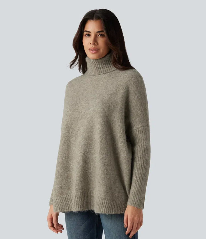 Hög hals långärmad oversized vardaglig tröja
