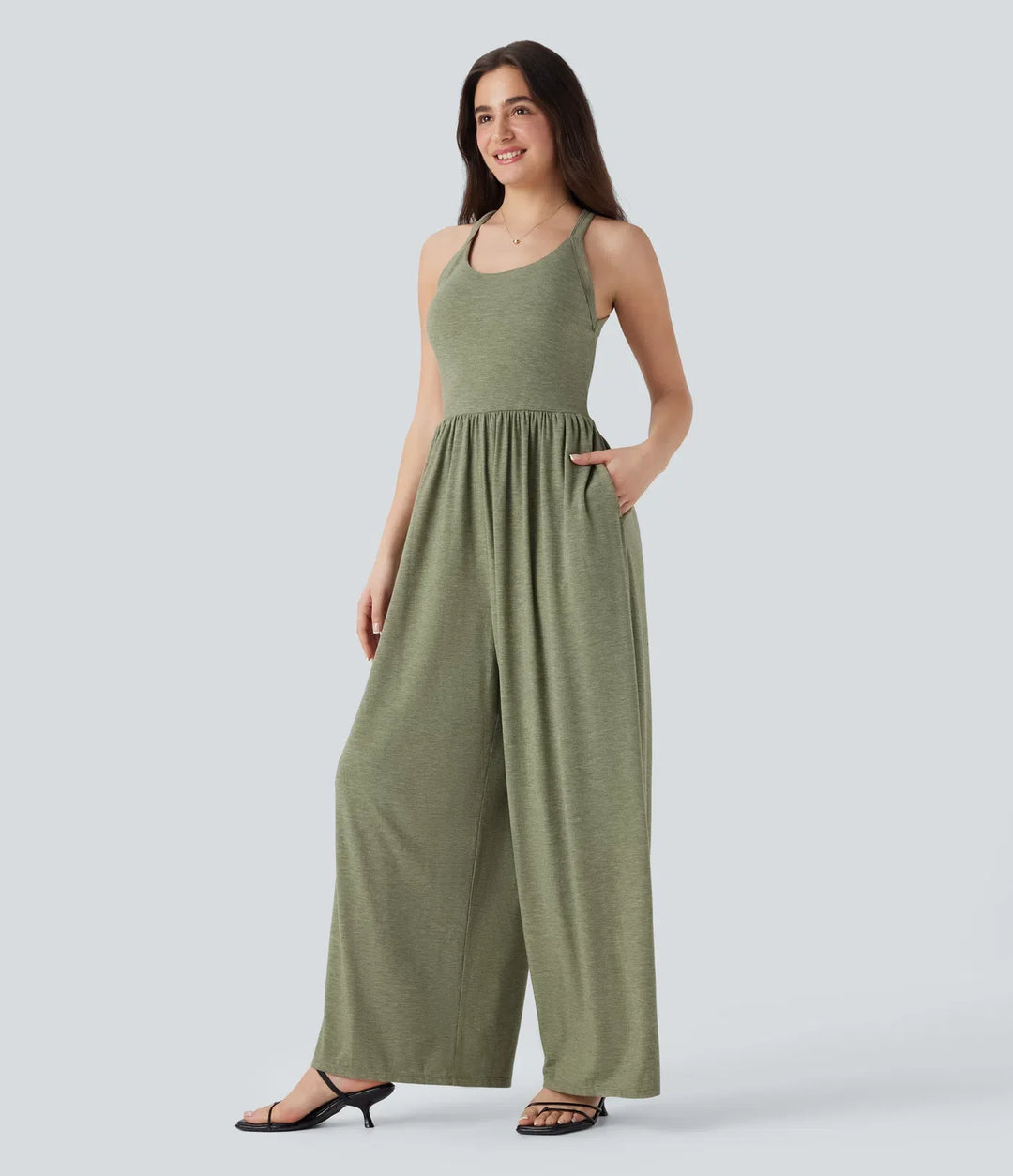 Inbyggd BH vida ben vardaglig jumpsuit med fickor-Easy Peezy Edition