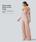 Bara axlar inbyggd BH kortärmad vardaglig jumpsuit med fickor