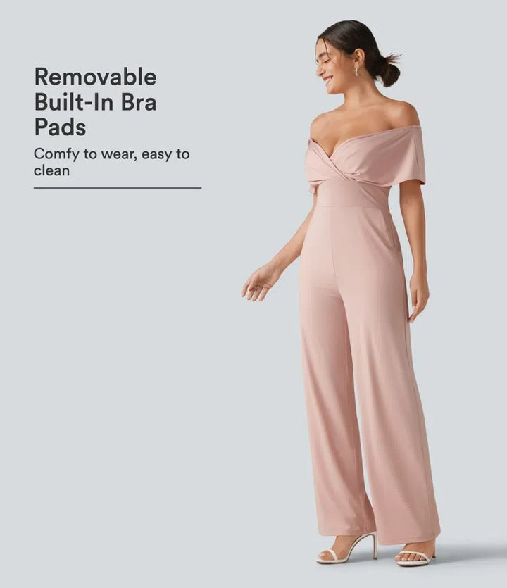 Bara axlar inbyggd BH kortärmad vardaglig jumpsuit med fickor
