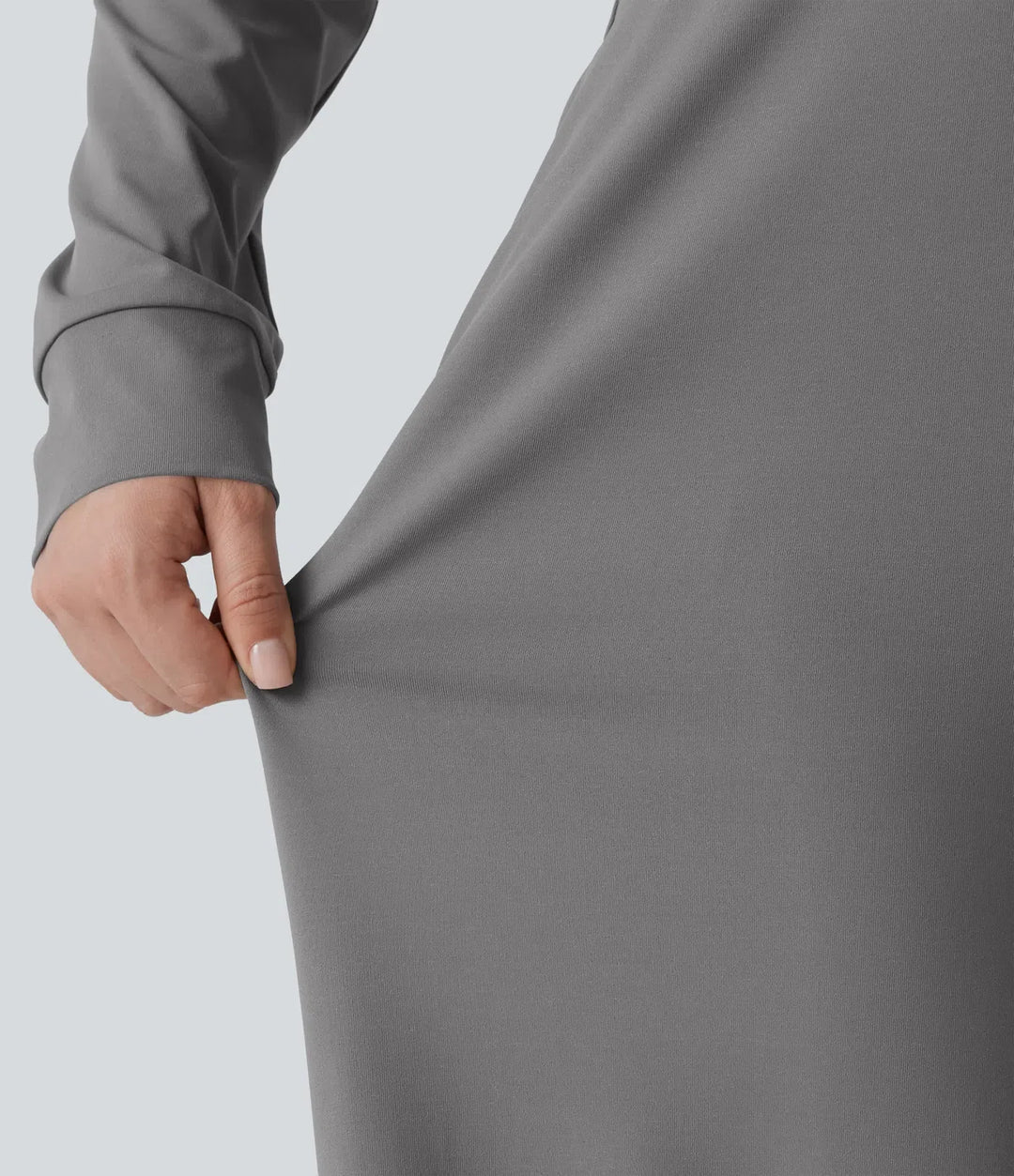 V-ringad långärmad vida ben arbetsjumpsuit med fickor-Easy Peezy Edition