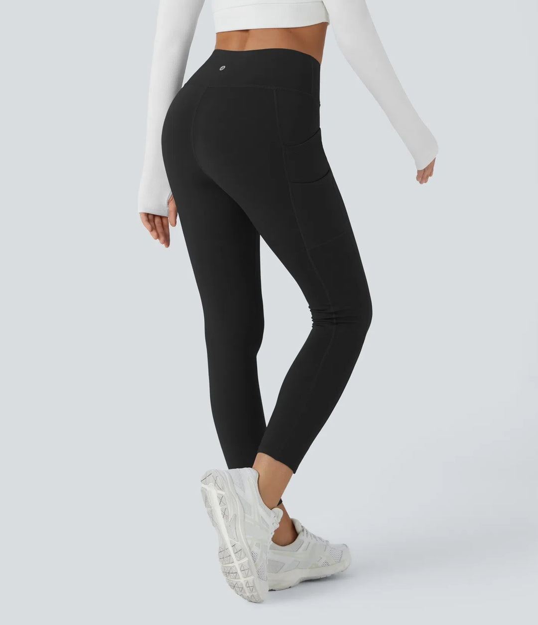 SoftlyZero mjuk plysch värmande högmidjad dubbla fickor 7/8 yogaleggings