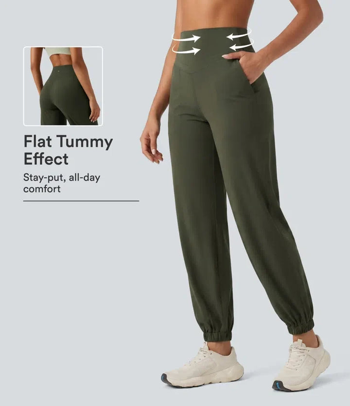 Halara UltraSculpt med hög midja och magkontroll avsmalnande yoga joggingbyxor med fickor