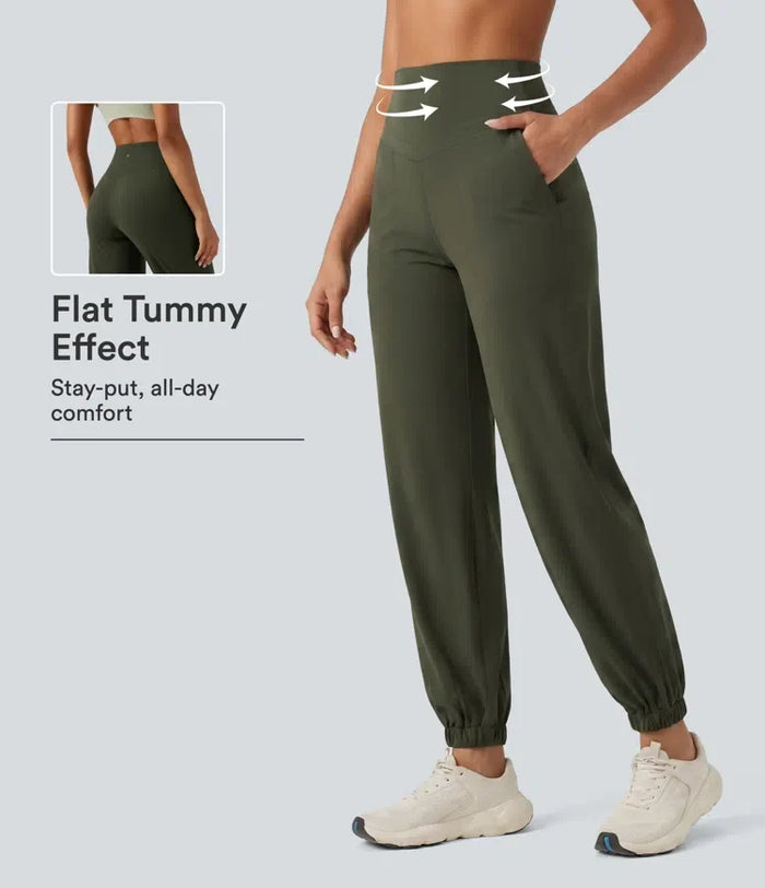 Lyckera UltraSculpt högmidjad magkontroll avsmalnande yoga joggers med fickor