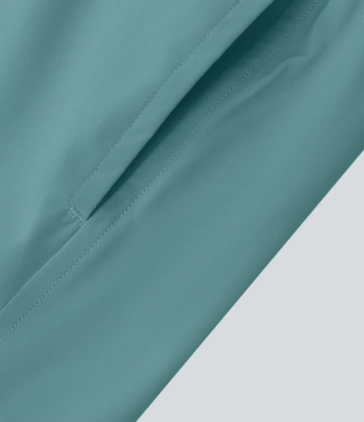 Breezeful med hög midja, omlottmidja och ficka 2-i-1 snabbtorkande yogashorts 4"